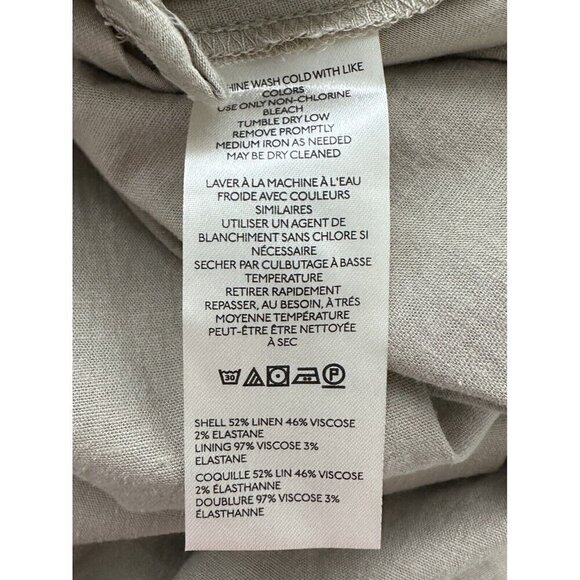 NWT Anthropologie Cap-Sleeve V-Neck Dress 2X Midi $168 Linen Blend Tan - Picture 8 of 8